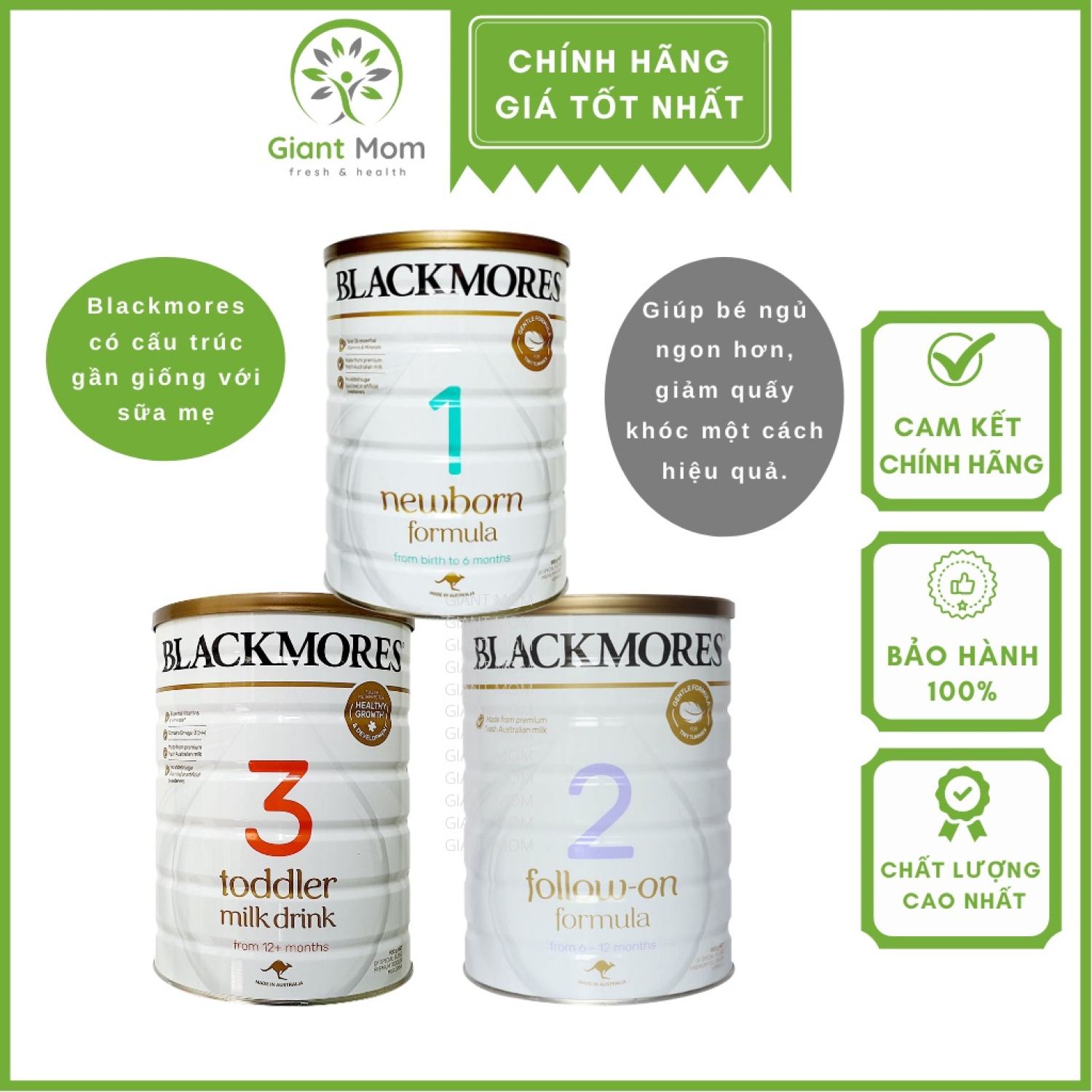 Sữa blackmore nội địa úc giant mom - sữa blackmore úc thơm ngon số 1 2 3 - 900gr hàng chính hãng