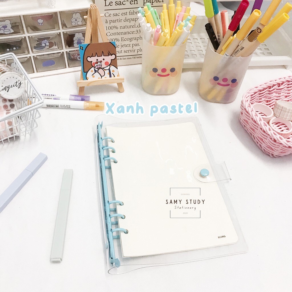 Sổ còng Binder size A5 màu Pastel Basic Hàn Quốc làm planner Bullet Journal Take notes