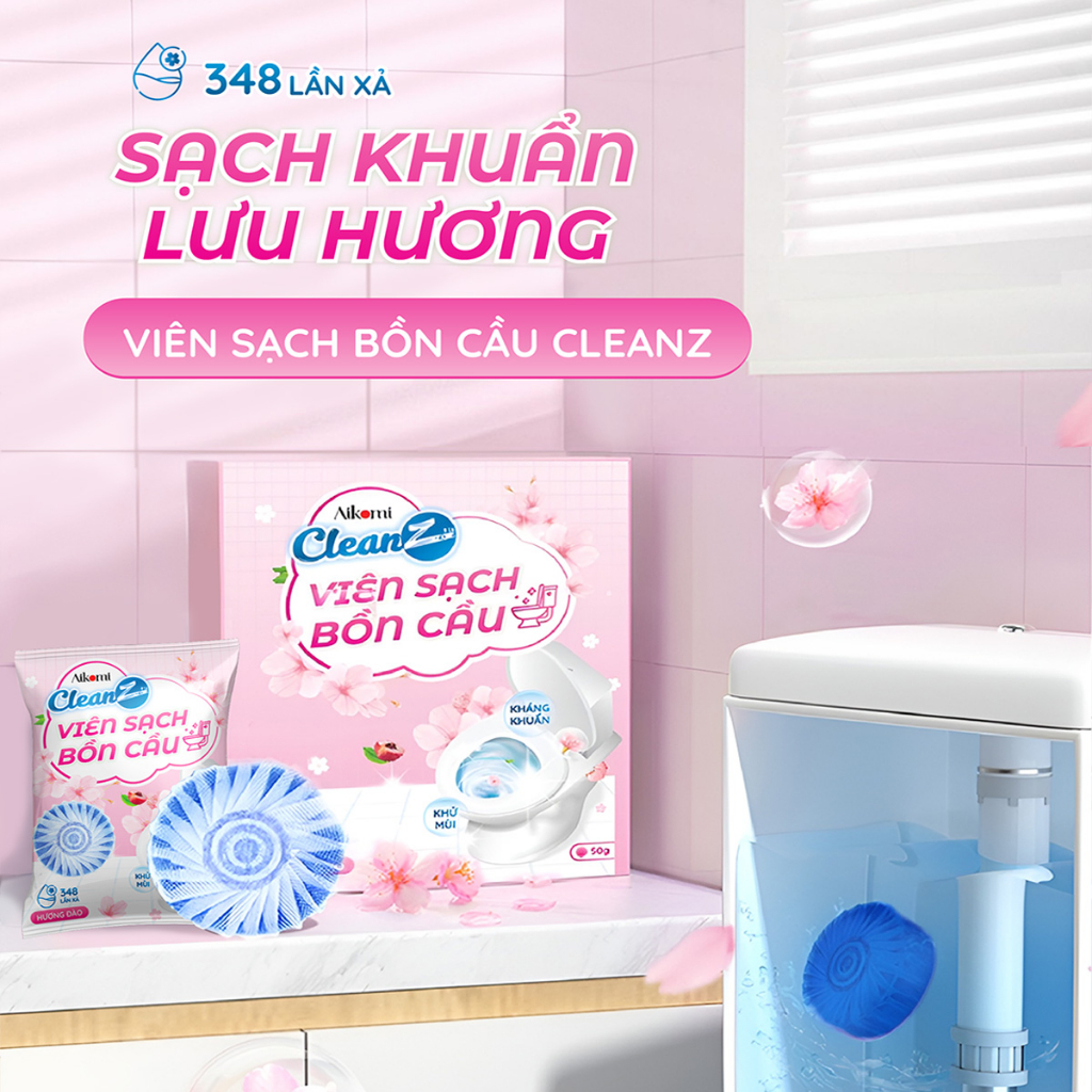 Viên thả bồn cầu diệt khuẩn và tỏa hương thơm mát CleanZ loại hương đào