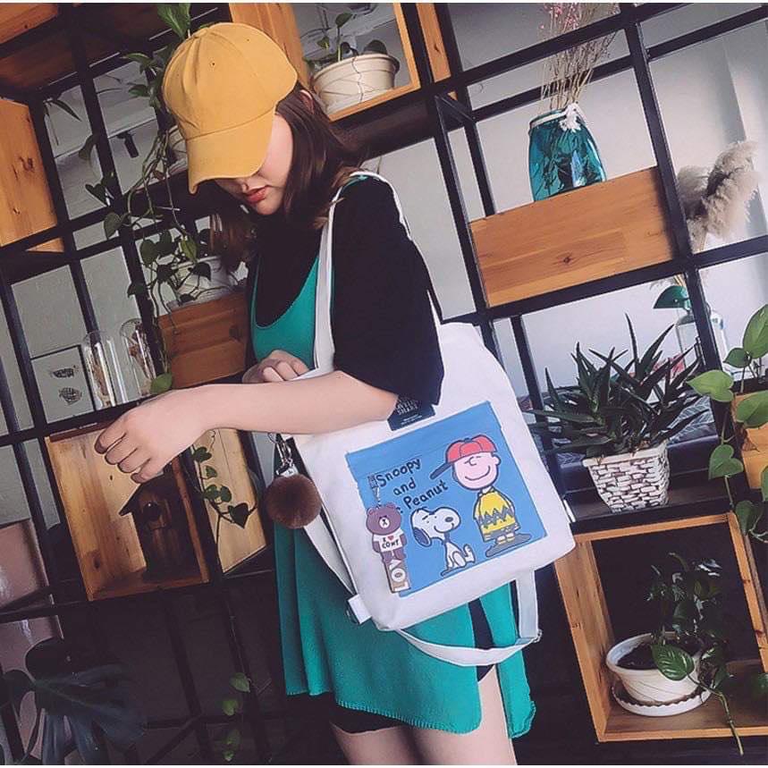 Túi tote vải thời trang cậu bé snoopy