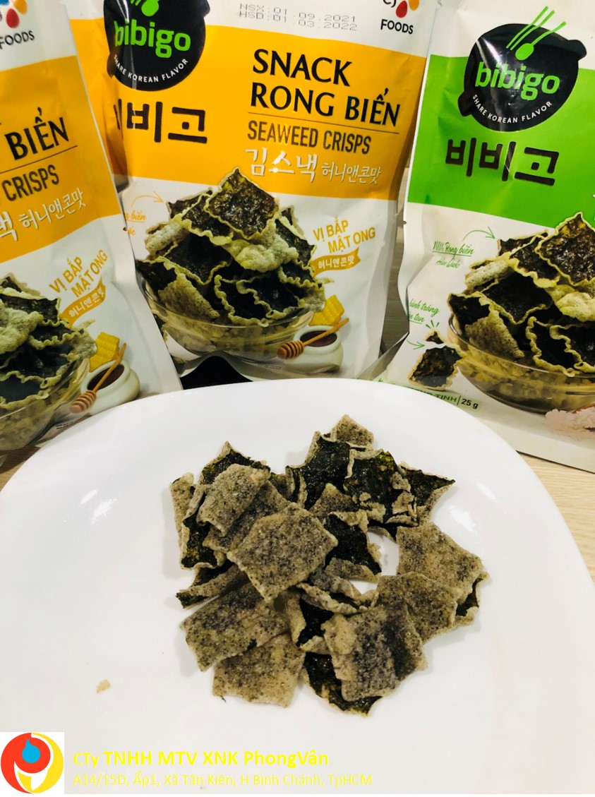 Phong vân food snack rong biển bibigo vị truyền thống 25gr / vị bắp mật ong 25gr - vị giòn tan thơm ngon, món ăn vặt siêu hấp dẫn