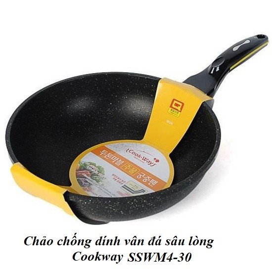 Chảo chống dính vân đá lòng sâu cookway sswm4-30 size 30cm