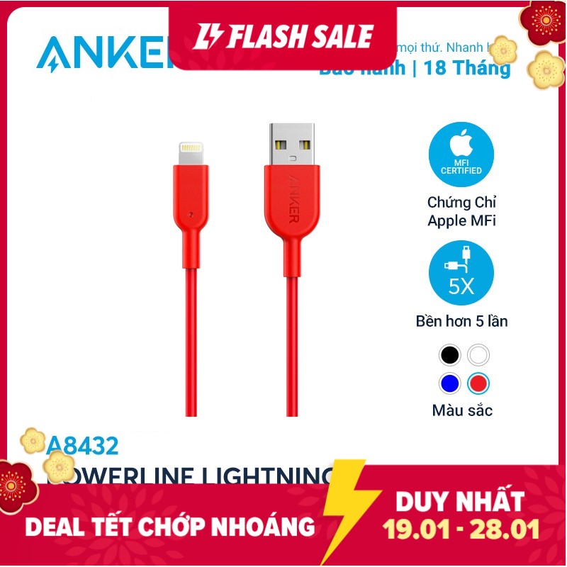 Cáp sạc thế hệ 2 anker powerline ii lightning dài 0.9m dùng cho iphone ipad - a8432