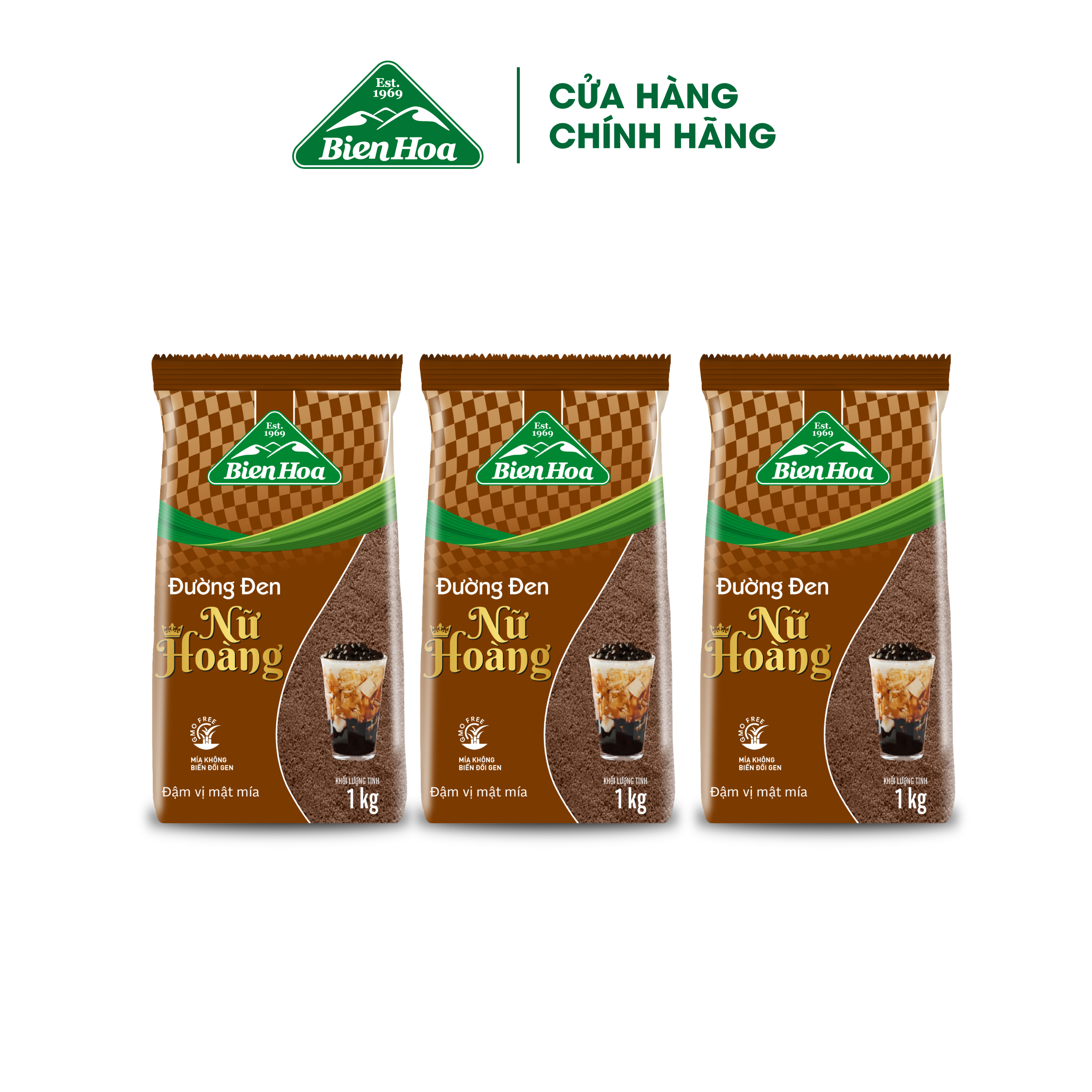 Combo 3 túi Đường đen Nữ hoàng Biên Hòa 1kg/túi