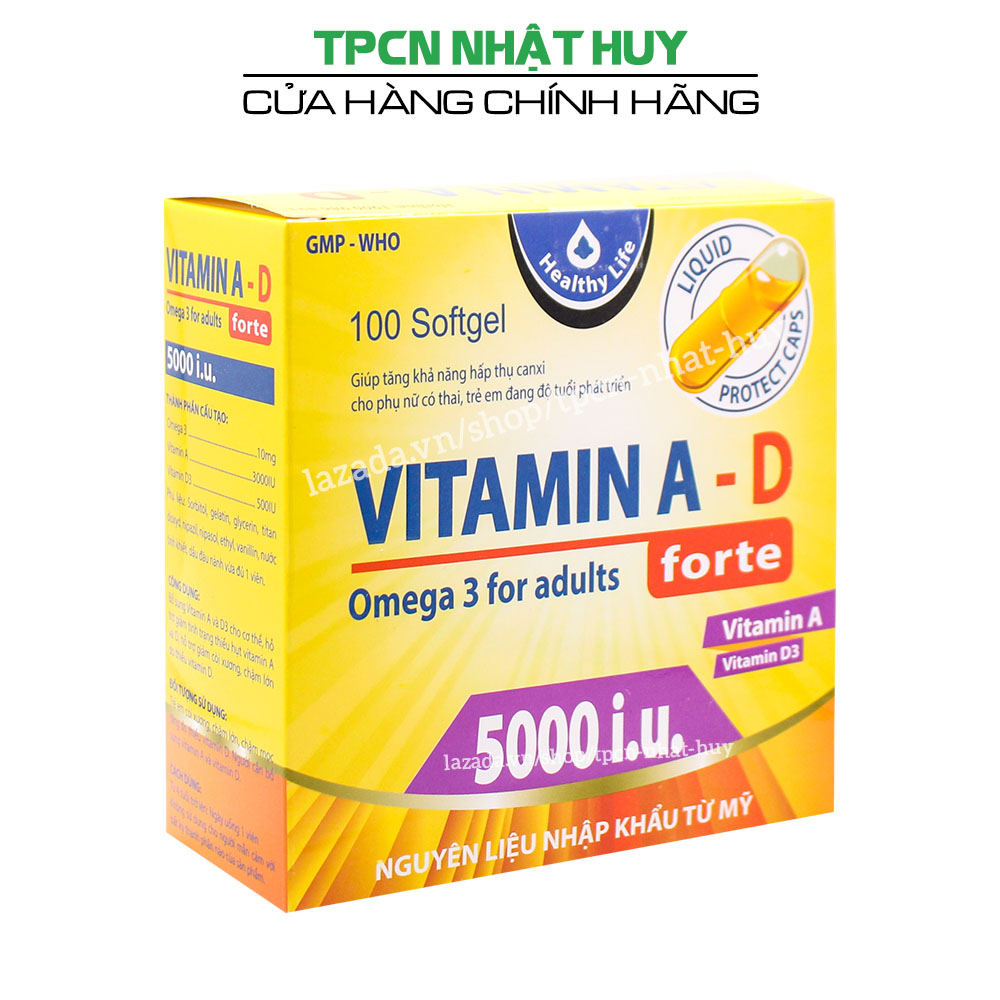 Viên uống bổ sung Vitamin A D hỗ trợ giảm còi xương, bổ mắt, tăng cường sức khỏe - Hộp 100 viên