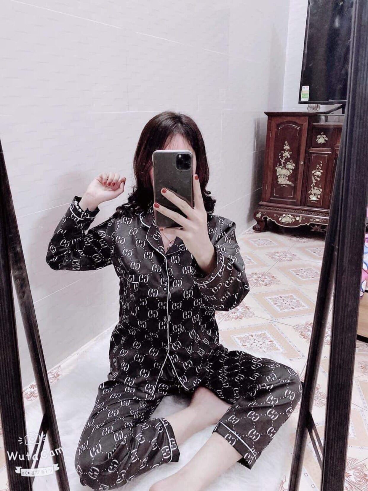 Bộ ngủ pijama gucci nam nữ tay dài quần dài chất kate thái - Bộ mặc nhà - Bộ ngủ- Đồ ngủ xinh