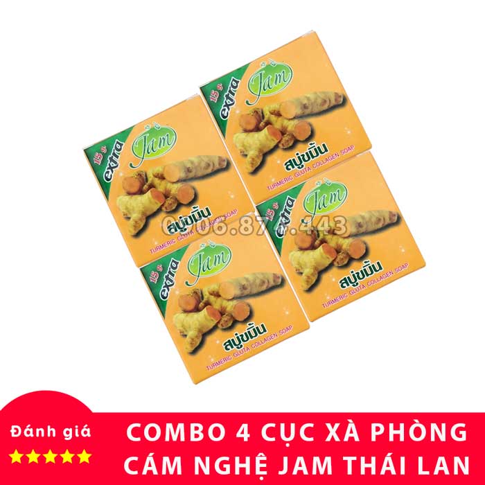 Combo 4 cục xà phòng trắng da cám nghệ jam extra thái lan