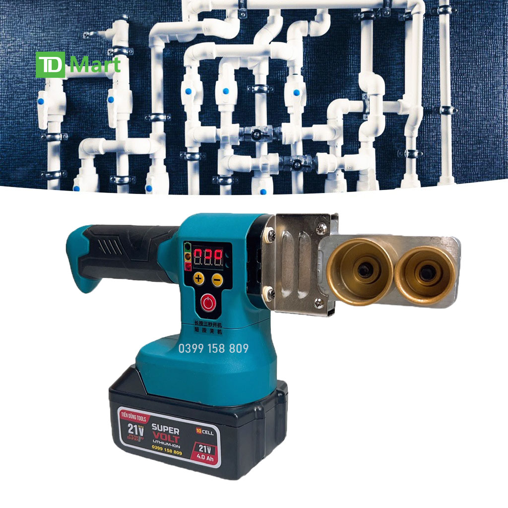 Máy làm nóng chảy ống nước dùng pin hàn PPR gia dụng chân pin makita phổ thông - Tặng Kèm 3 Ống Hàn 20.25,32mm
