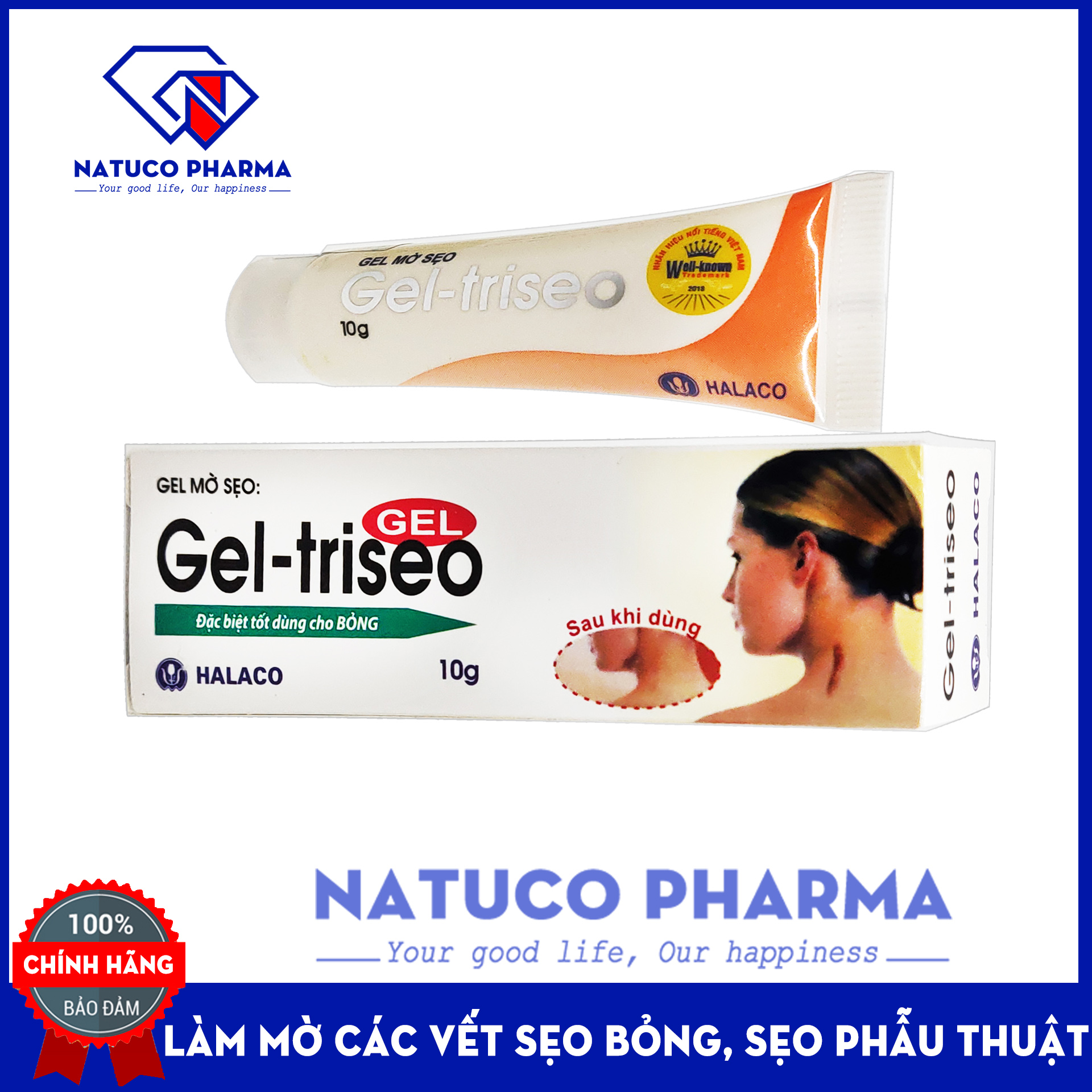 Gel làm mờ sẹo - GEL TRISEO - hàng chính hãng Halaco giúp mờ sẹo, giảm nhăn da, giảm thâm nám - xóa các vết sẹo do bỏng - Tuýp 10g