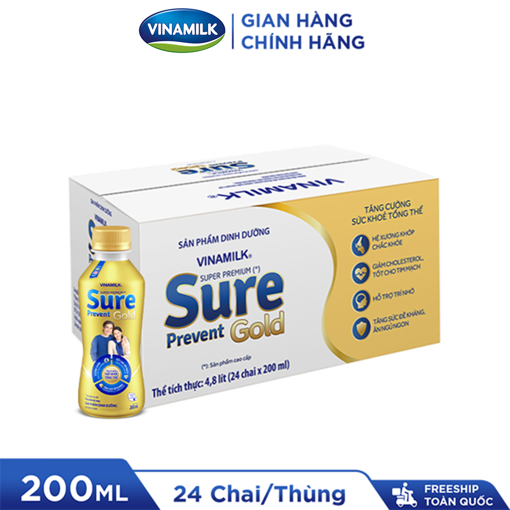 Thùng 24 chai sbps vinamilk sure prevent gold 200ml