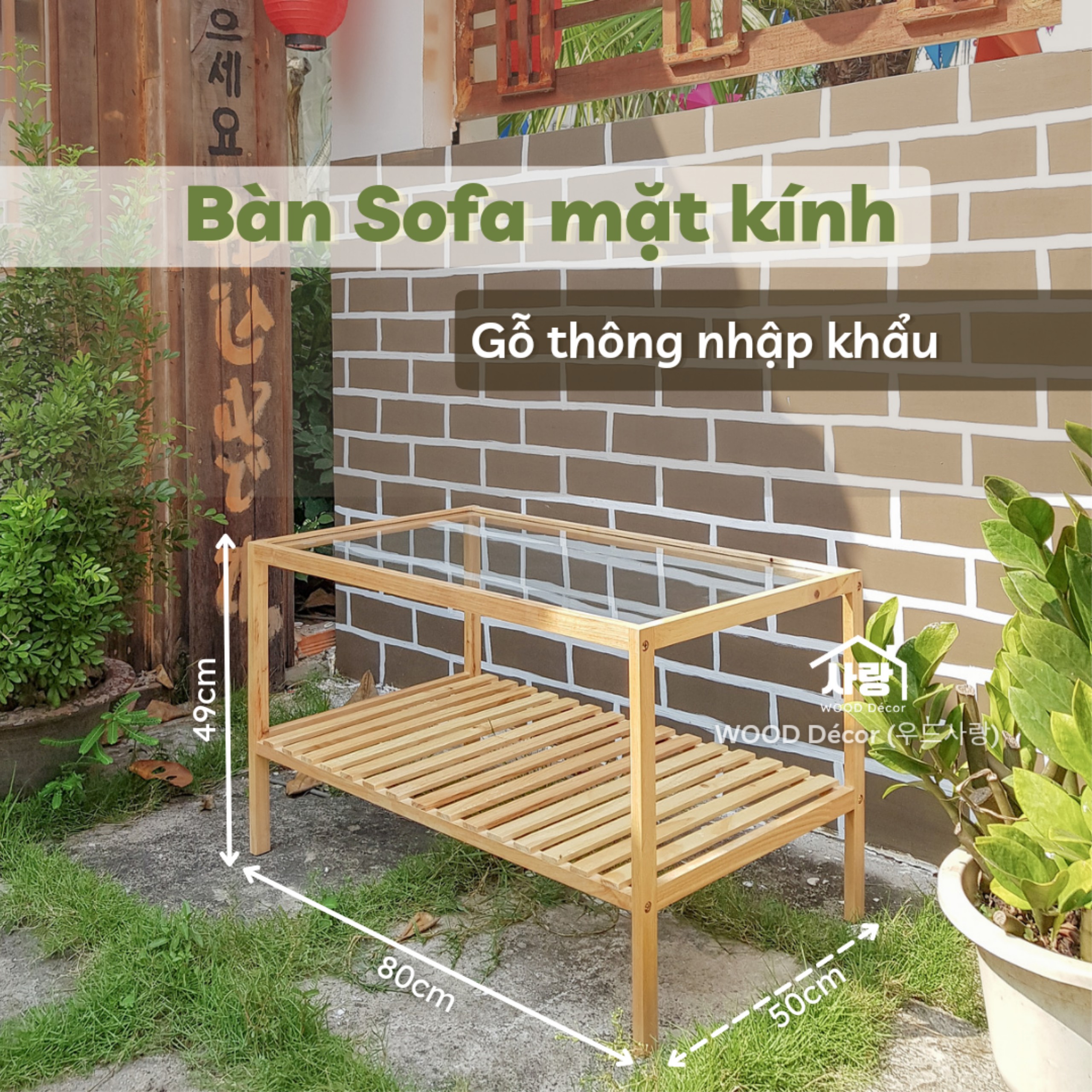 Bàn Sofa gỗ mặt kính