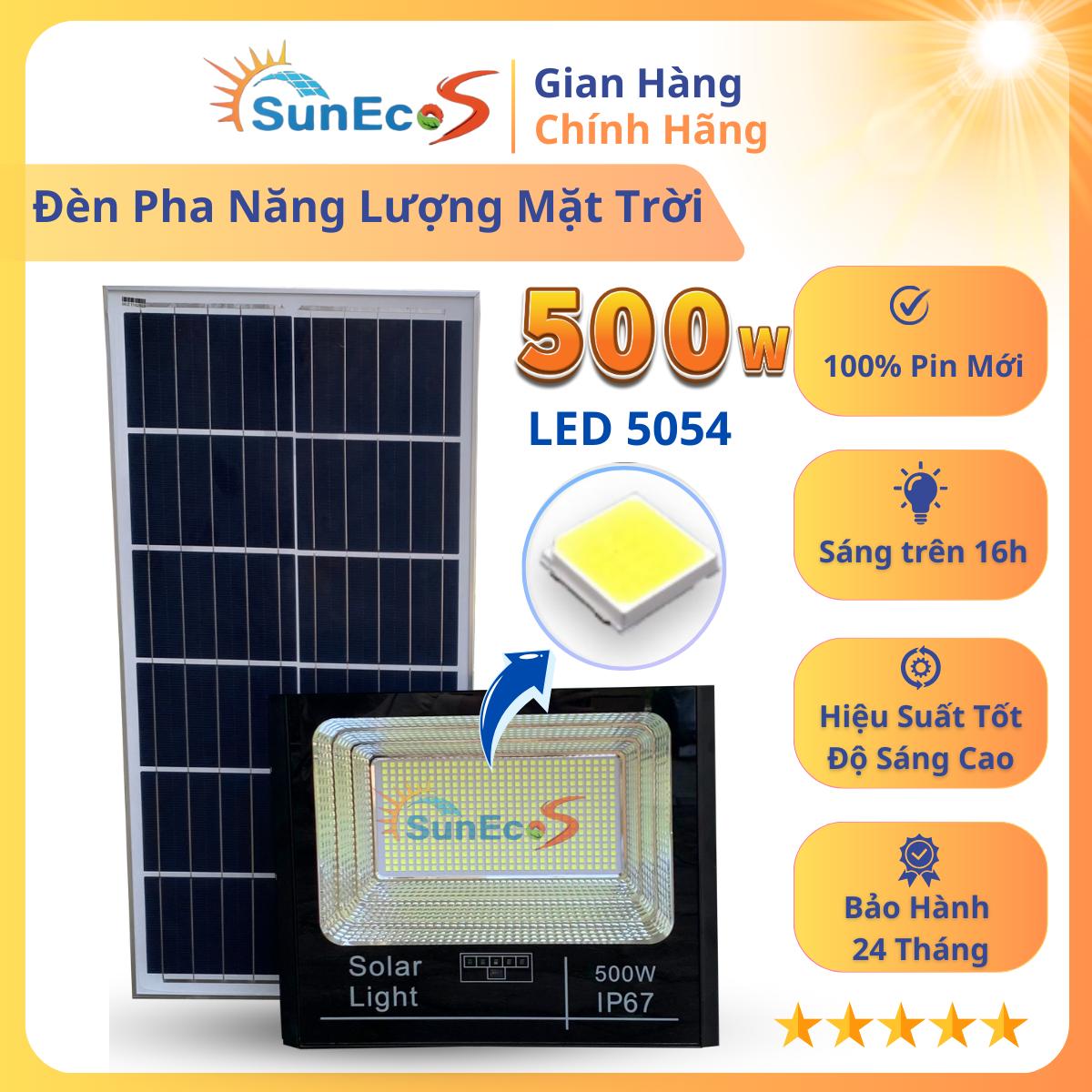 Đèn pha năng lượng mặt trời 100w 200w 300w 400w suneco đèn pha led năng lượng mặt trời có remote dây nối 5m thời gian 10 - 14h bh 24 tháng