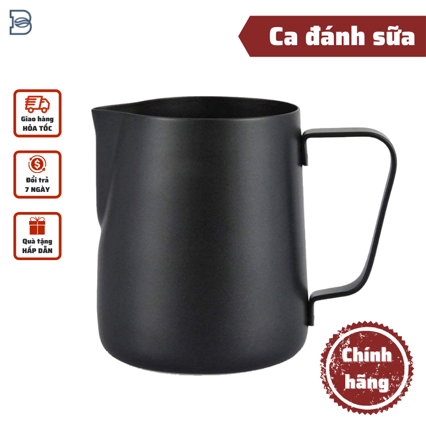 Ca đánh sữa inox cao cấp dung tích 350-600ml pha cà phê Espresso đổ hình cappuccino nghệ thuật Art Latte đen nhám
