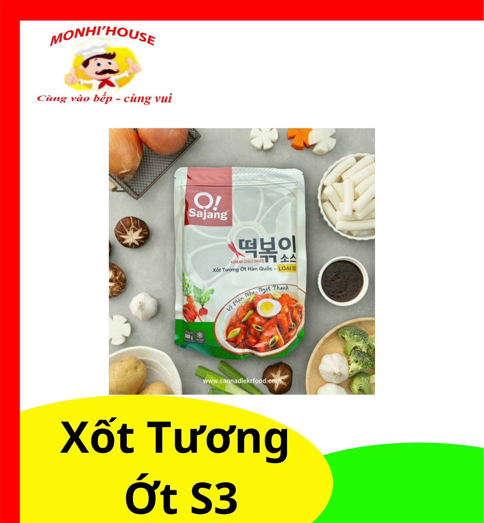 500g sốt tương ớt hàn quốc loại 3 vị mặn nhẹ, ngọt thanh