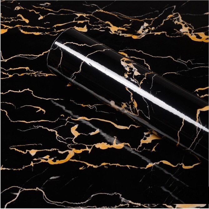 5 Mét Decal Dán Bếp Khổ 60cm Rộng Tráng Nhôm Chịu Nhiệt Có Keo - ĐÁ HOA CƯƠNG ĐEN VÂN VÀNG PO3000