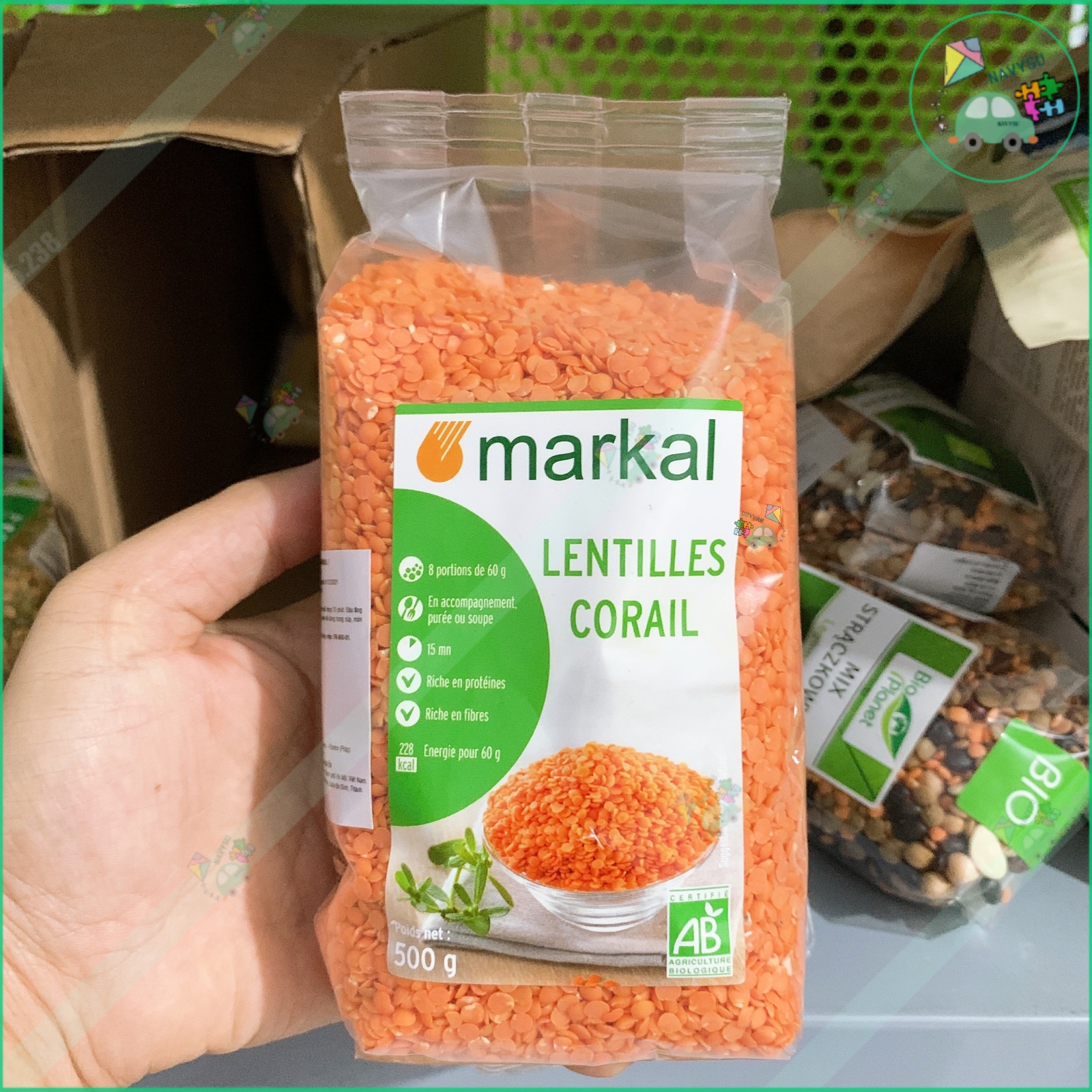 Đậu lăng đỏ hữu cơ Markal 500g 100g, hạt lăng