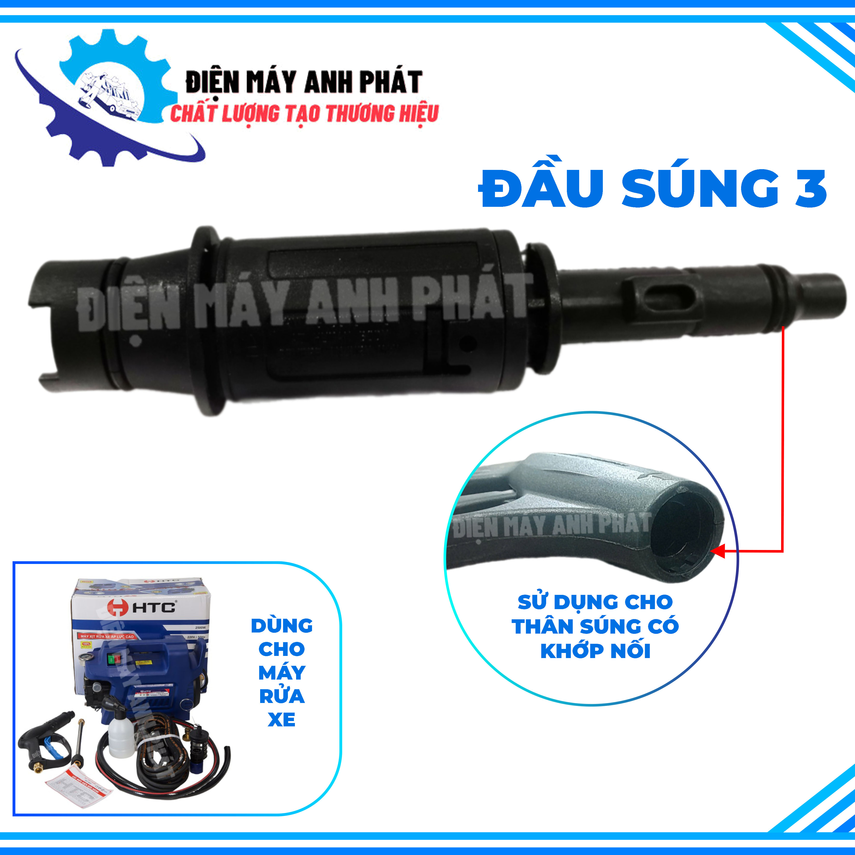  Đầu béc súng xịt rửa xe đầu nối ren nhựa đặc dạng gài áp lực cao gắn được bình tạo bọt tuyết 
