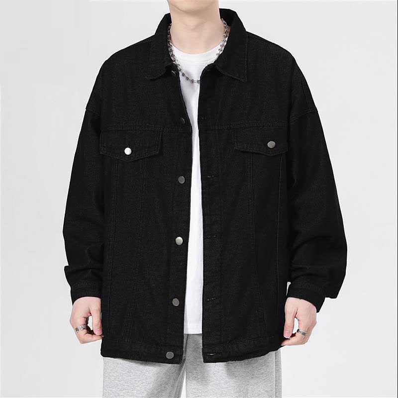 Áo Khoác Jean Nam TM155 ĐEN TRƠN Basic Form Rộng - Áo Khoác Bò Nam Phong Cách Thời Trang - TOMMY JEAN 01
