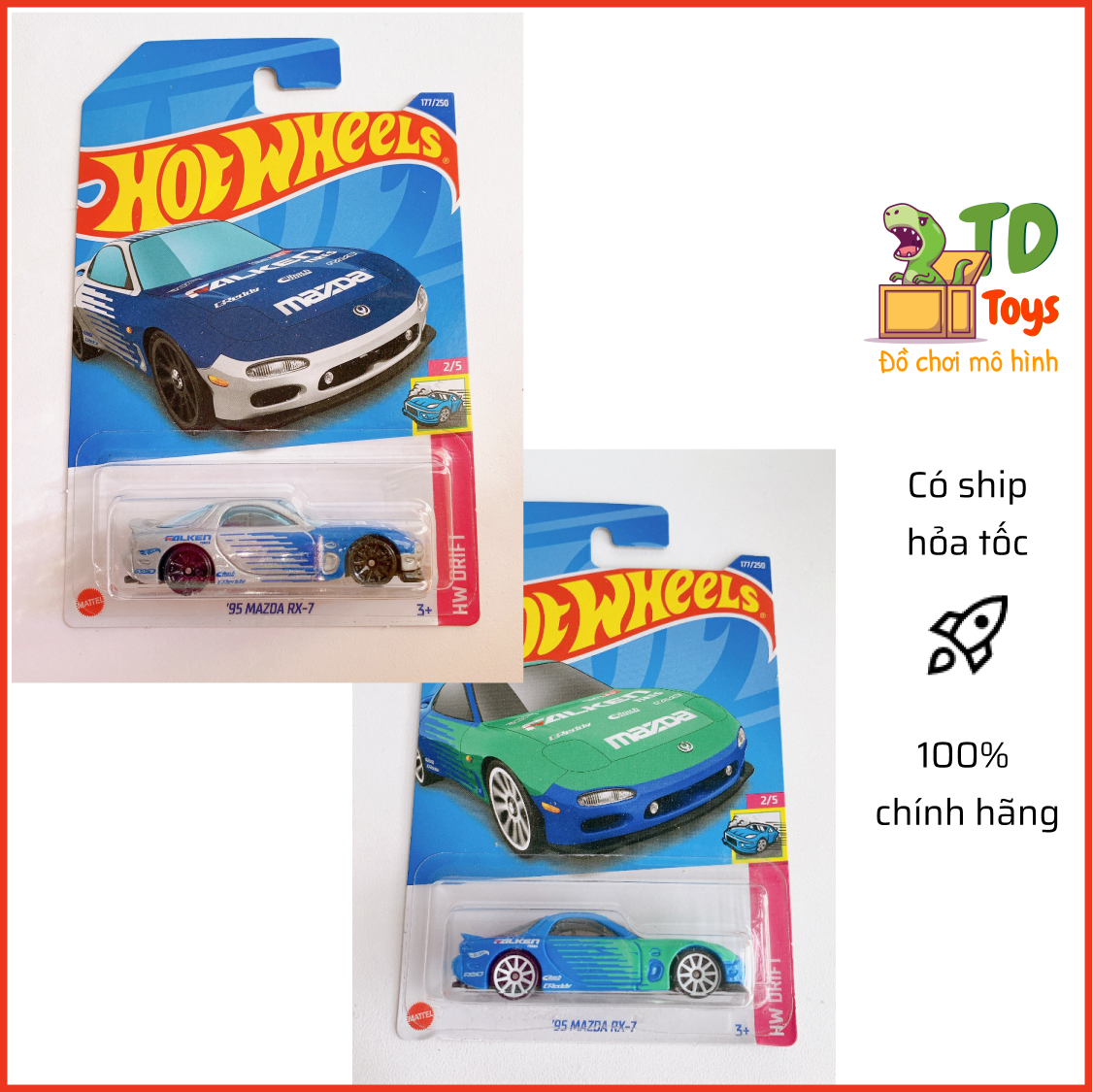 Xe mô hình hotwheels chính hãng, tỷ lệ 1:64 - 95 mazda rx-7