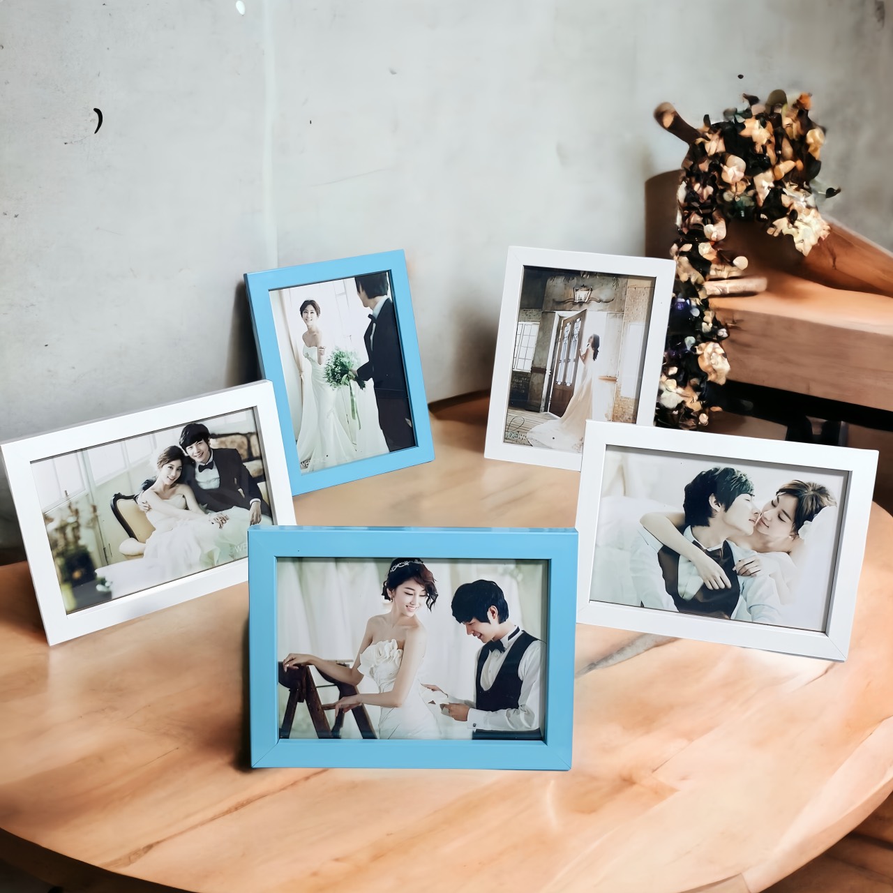 5 Khung ảnh 13x18 cm để bàn & treo tường - Tặng kèm in ảnh theo yêu cầu - Mặt kính  - Tặng kèm chân đế