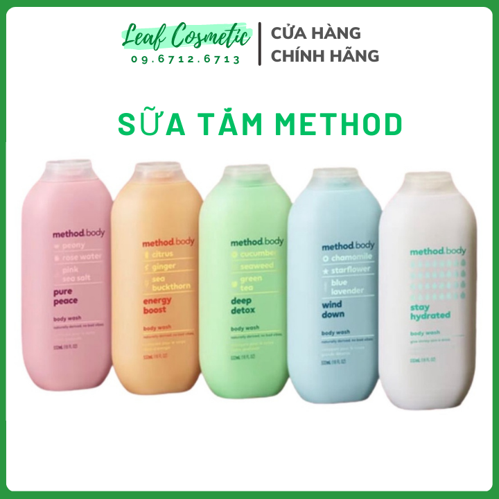 Sữa tắm method body wash úc 532ml cấp ẩm dưỡng trắng da cho da mịn màng sạch sâu từ bên trong