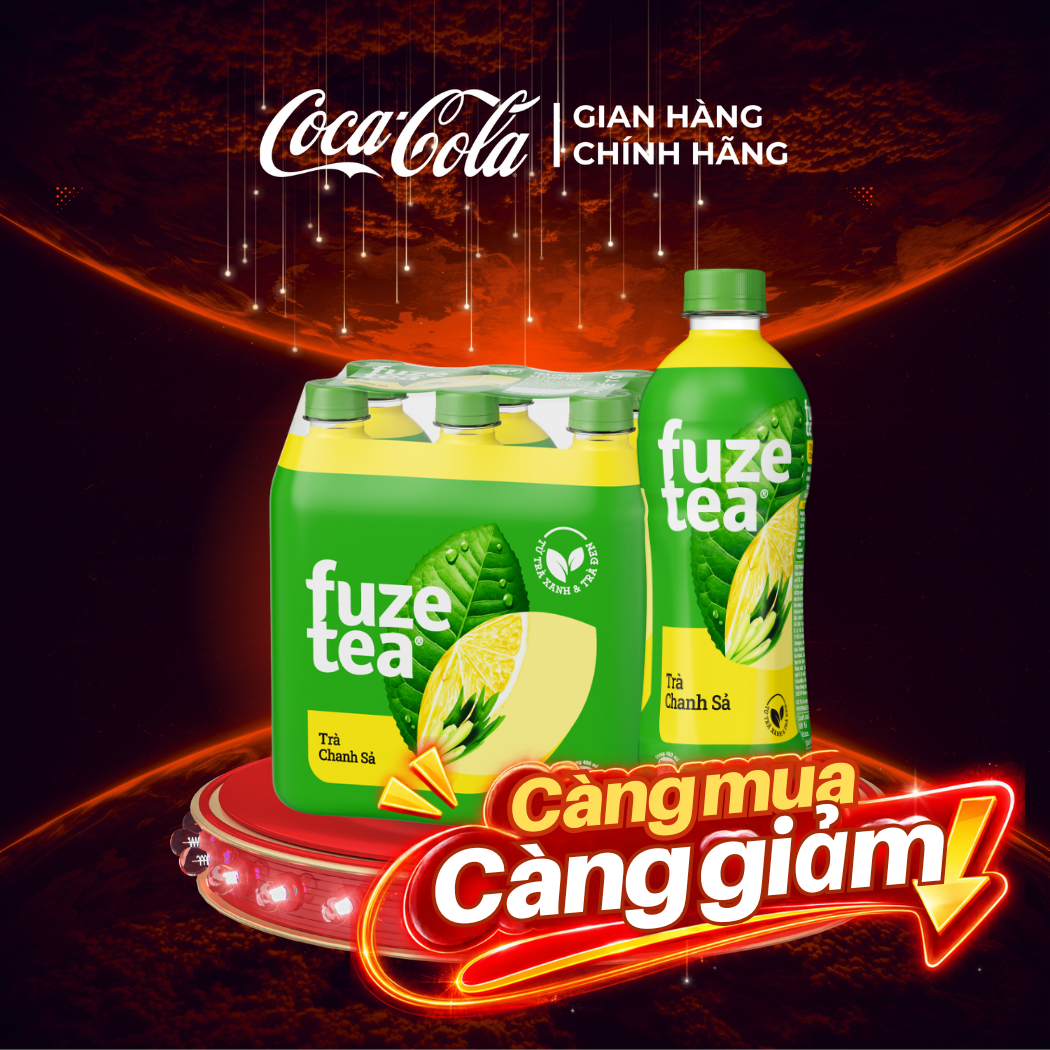 [SIÊU SALE ] Lốc 6 Chai Trà Fuze Tea Chanh Với Sả Chai 450ml/Chai Sale 8.8 Coca-Cola Chính Hãng_LD
