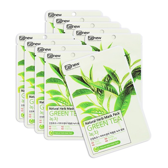 [HCM]COMBO 10 miếng mặt nạ trà xanh Benew Natural Herb Mask Pack Green Tea 22ml