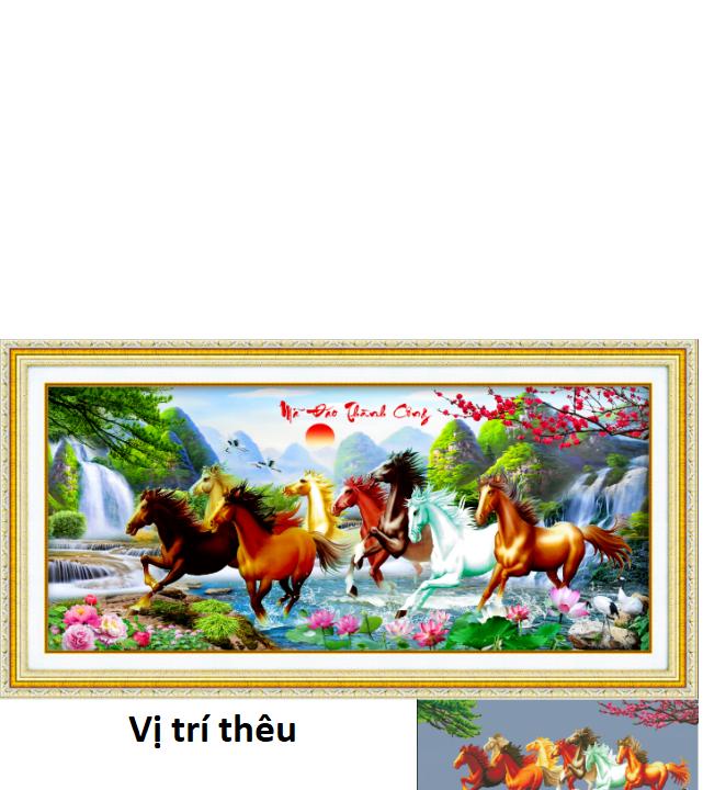 tranh thêu chữ thập mã đáo thành công