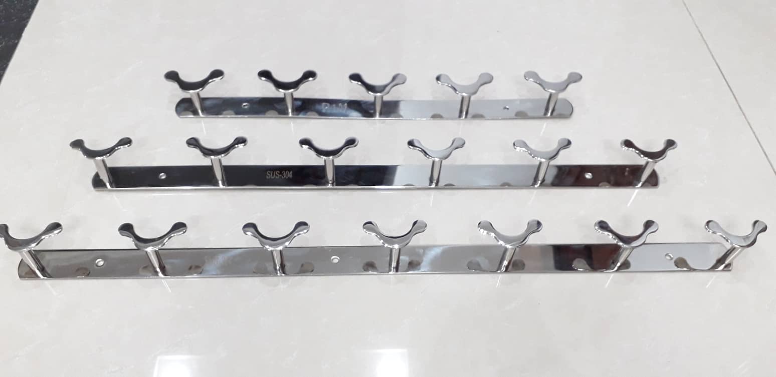 Móc treo quần áo gắn tường kép chõe, mắc áo kép chõe chất liệu inox cao cấp