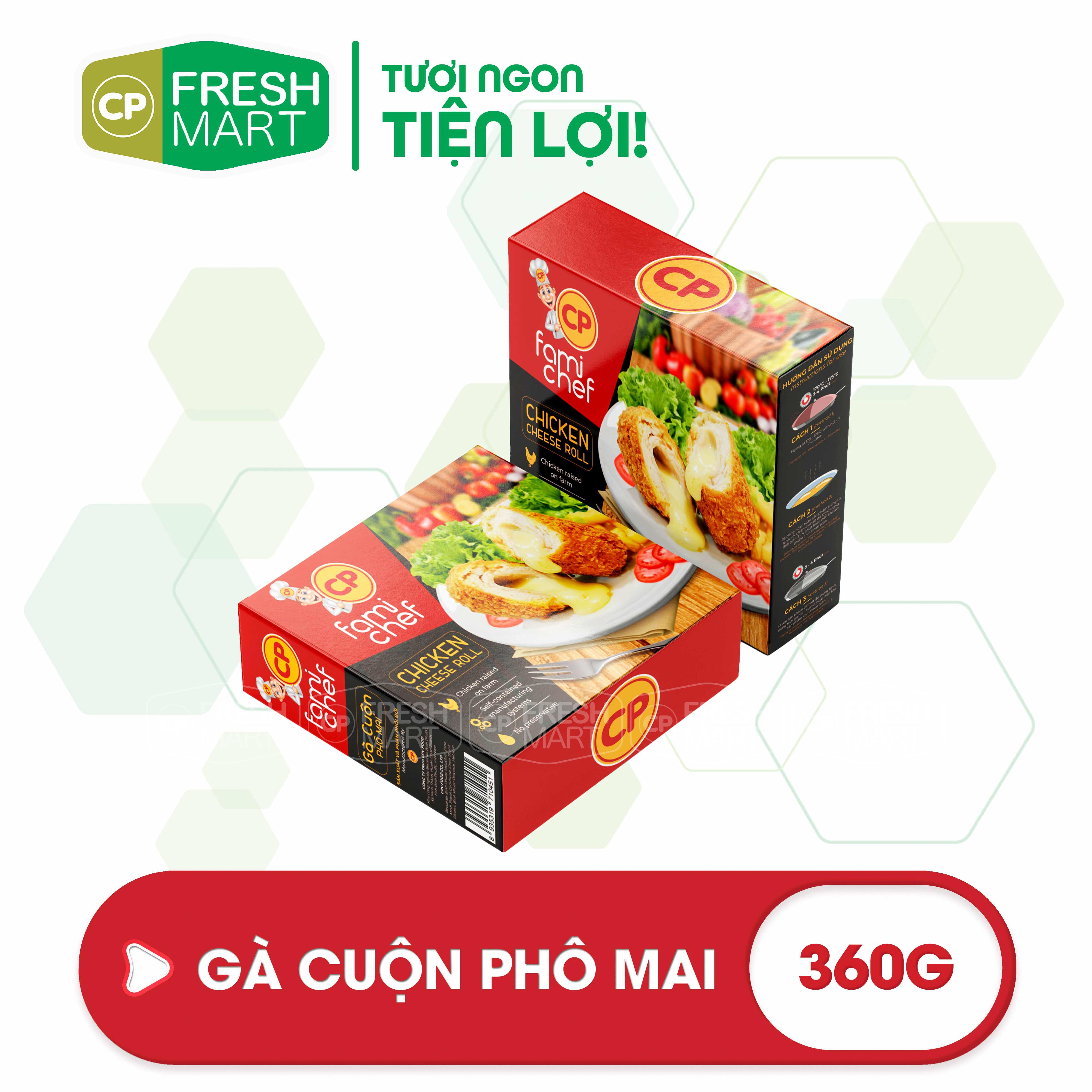 Gà cuộn phô mai cp 360g - gà rán cp foods - thơm ngon tiện lợi - cp fresh mart