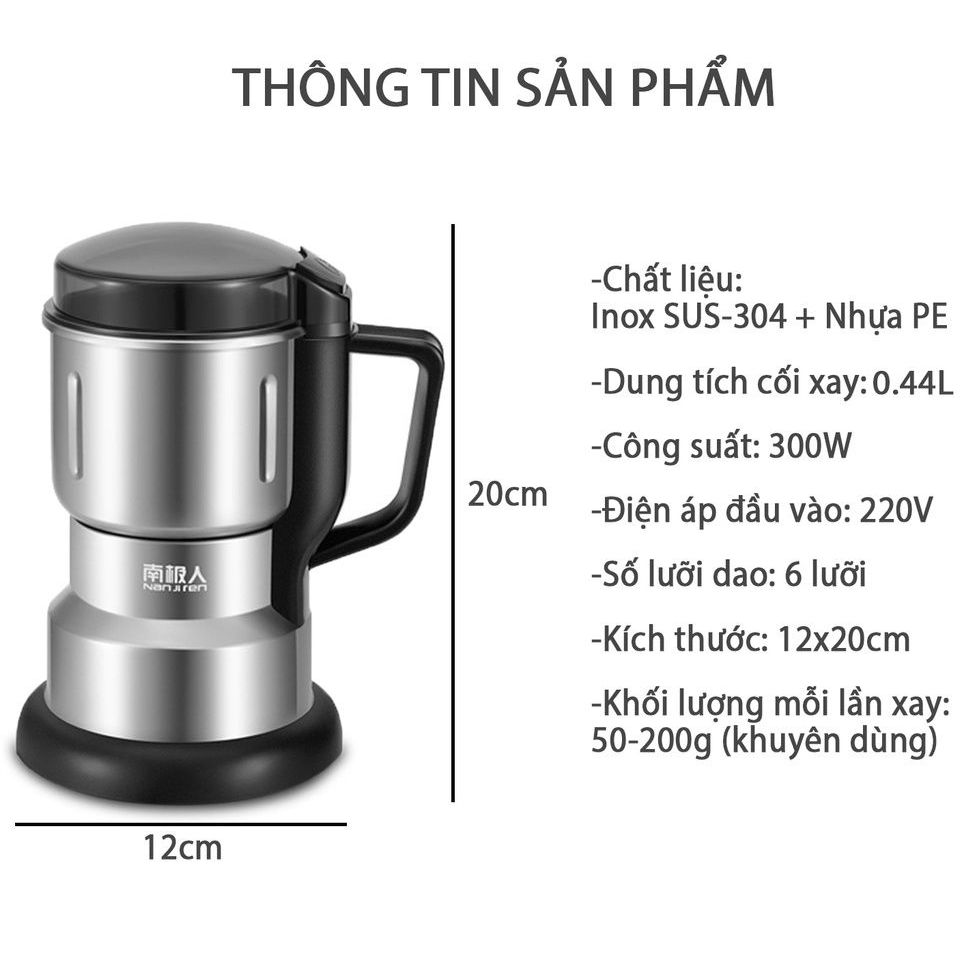 Máy xay bột khô siêu mịn công suất 300w, tiêu chuẩn châu âu 6 lưỡi dao cánh thân máy bằng thép không gỉ hàng chính hãng công suất cao máy xay sinh tố máy xay cầm tay mini máy xay thịt đa năng máy xay thịt đa năng máy xay thực phẩm