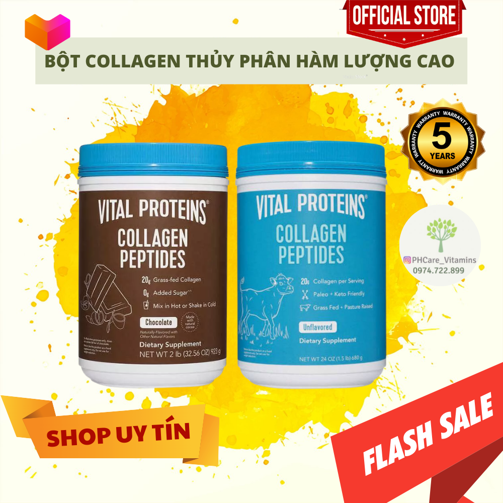 Bột collagen thủy phân vital proteins collagen peptides 680g – date 2026/ chocolate date 2023