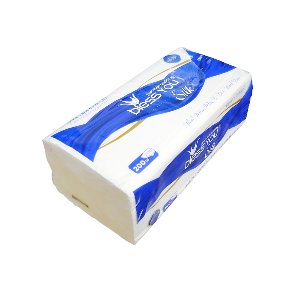 Khăn giấy rút Bless You silk 2 lớp 200 tờ