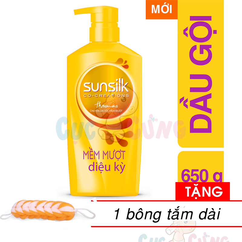 Dầu gội đầu SUNSILK Vàng mềm mượt diệu kỳ chai 900g Tặng bông tắm màu ngẫu nhiên