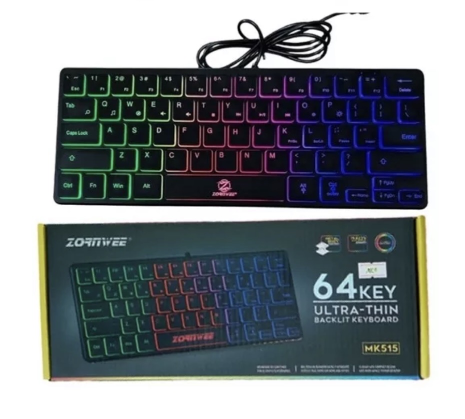 Bàn phím mini có dây k1000 ,tika phím mini zornwee 64key led cổng usb giao ngẫu nhiên dùng cho pc laptop ecoba