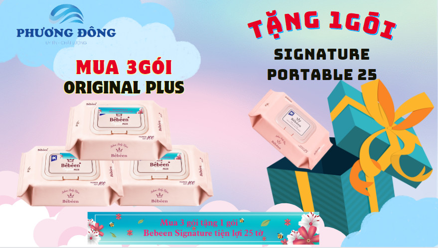 Khăn ướt original bebeen plus 100 tờ + mua 3 gói tặng 1 gói 25 tờ