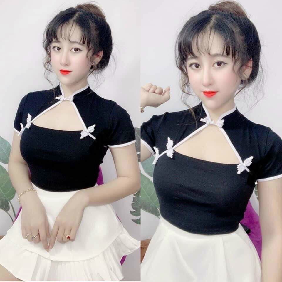 Áo croptop thun gân