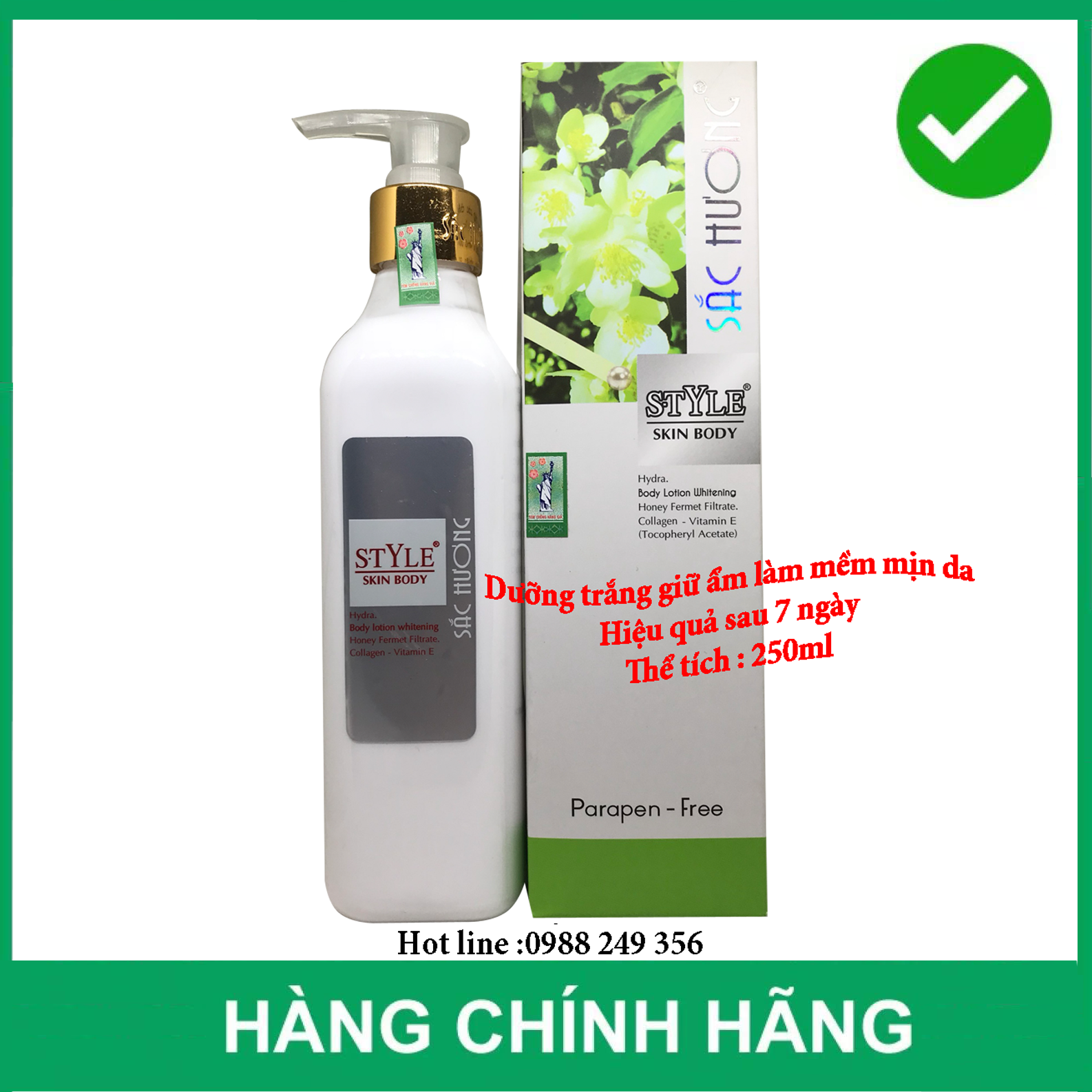 Chính Hãng - Kem Sắc Hương STYLE Dưỡng Trắng, Giữ Ẩm, Làm Mịn Da Toàn Thân 250ml