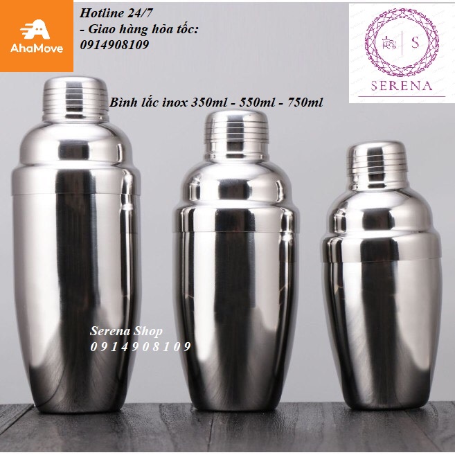 Bình lắc inox, bình shaker 350ml - 550ml - 750ml