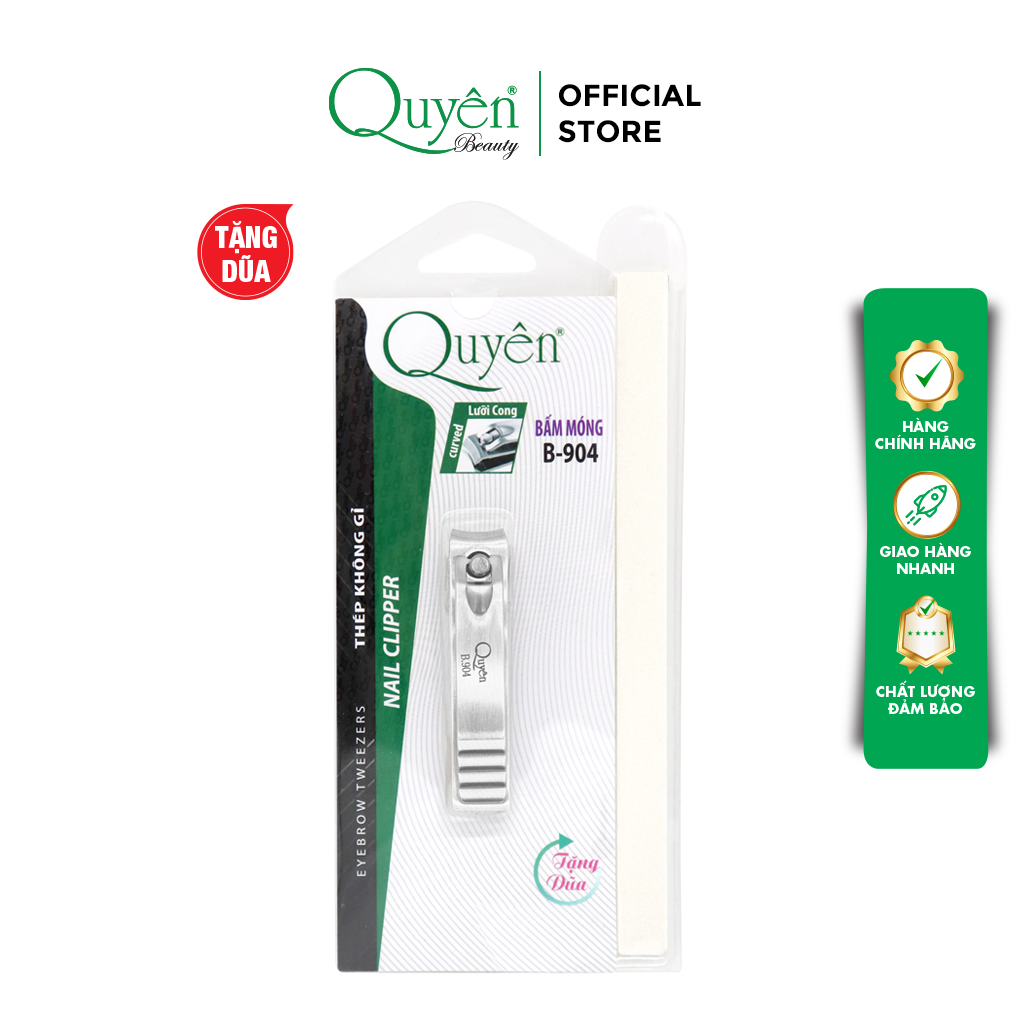 Bấm móng tay inox không gỉ mỹ phẩm quyên chính hãng b904 - tặng dũa