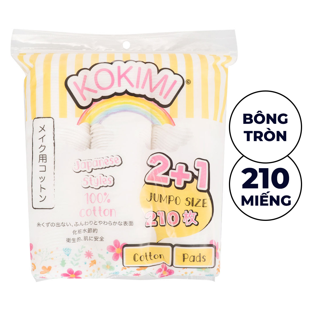 Bông tẩy trang Kokimi tròn 210 miếng