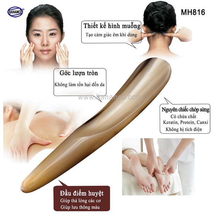 Dụng cụ điện chẩn - cạo gió, mát xa, day ấn huyệt bằng sừng mh816