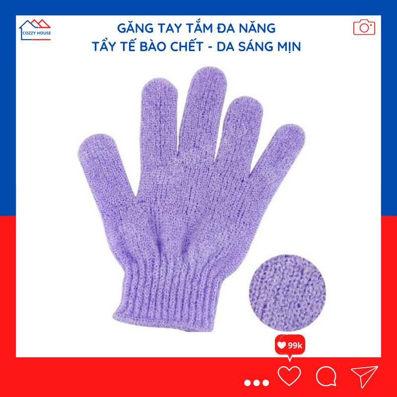 Găng tay tắm tẩy tế bào chết, tẩy da chết, găng tay chà lưng đa năng hỗ trợ tạo bọt co dãn tốt Cozzy House GTTTB-CH giao màu ngẫu nhiên