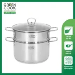 Nồi xửng hấp inox 201 đa năng 24cm Greencook GCST02-24IH