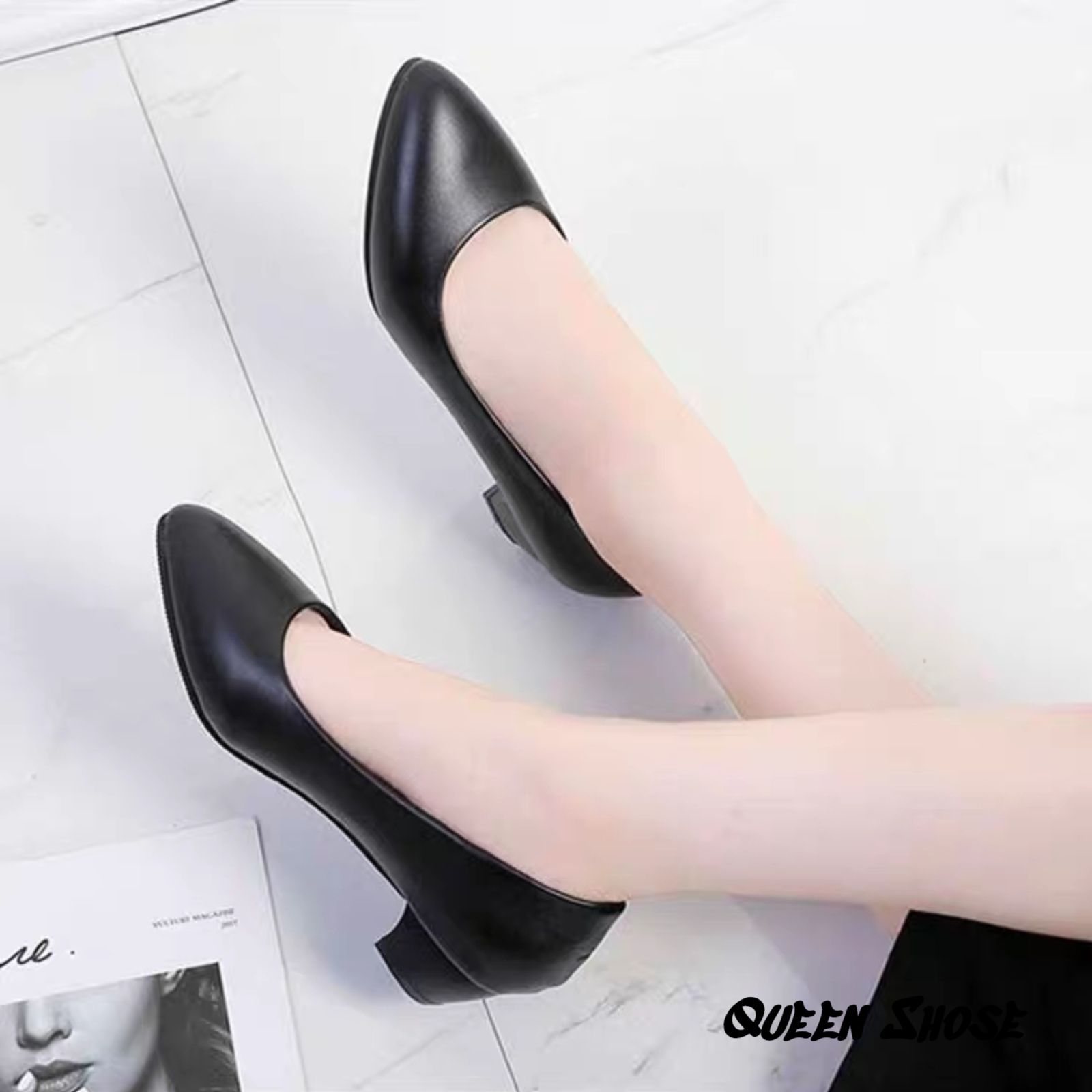 Giày cao gót nữ - giày cao gót công sở 3cm - giày cao gót nữ đế vuông - da lỳ cao cấp - Hàng VNXK CG05