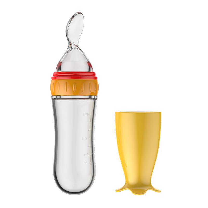 Bình thìa tập ăn dặm silicone cho bé 90ml có nắp đậy an toàn BPA Free