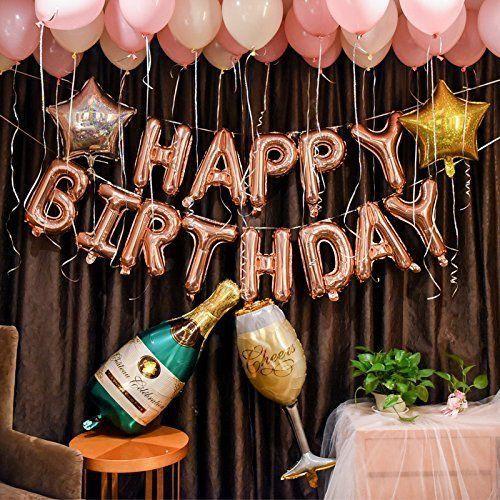 SÉT trọn bộ happy birthday trang trí sinh nhật tông HỒNG GOLD siu hót