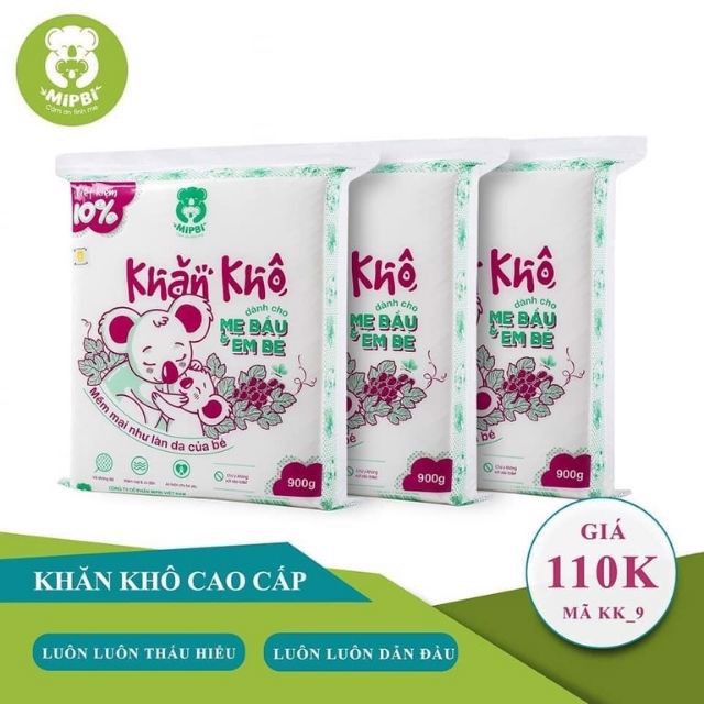 Combo 3 gói Khăn khô đa năng Mipbi 900g