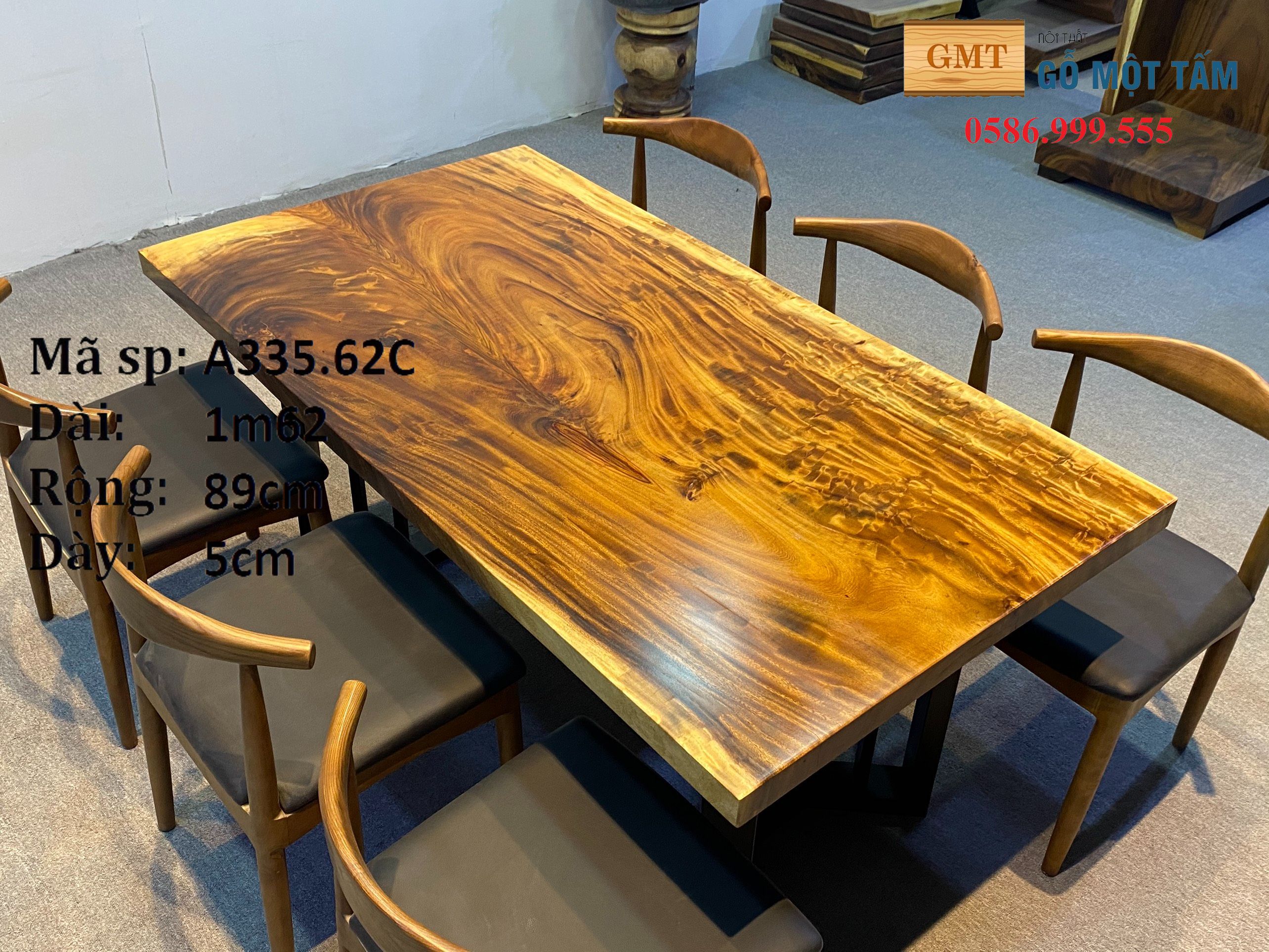 Dining table 6 Wood me western A335 long 1m62 width 89cm thick 5cm factory