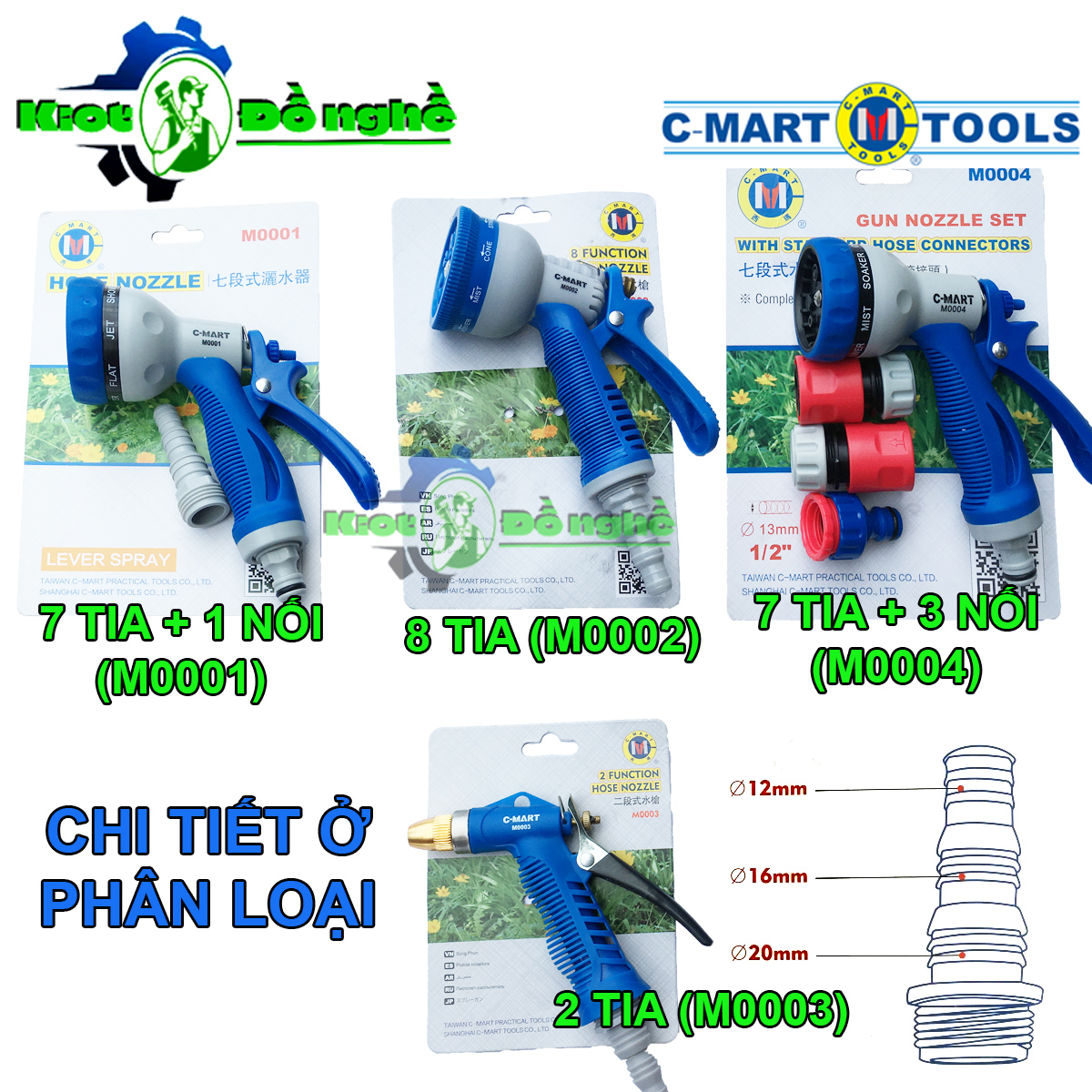 Vòi xịt tưới cây đa năng C-MART sử dụng rửa ô tô xe máy sân vườn - KIOT ĐỒ NGHỀ